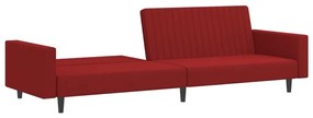 Sofá-cama de 2 lugares veludo vermelho tinto