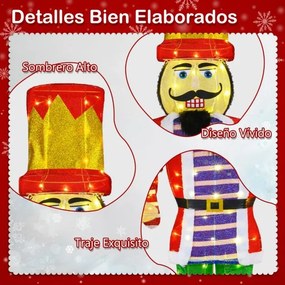 Soldado Quebra Nozes 170 cm Iluminado para Decoração de Natal  3D Pré-iluminada com 110 Luzes LED multicolorido