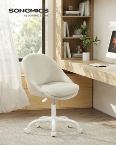 Cadeira de escritório, com altura ajustável e almofada estofada em branco creme
