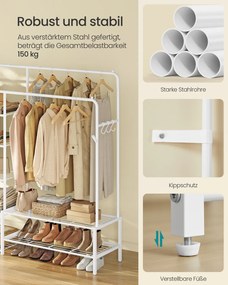 Guarda roupa aberto com 9 prateleiras para quarto 45 x 195 x 172,8 cm, branco