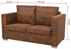 Sofá de 2 lugares 137x73x82 cm camurça artificial