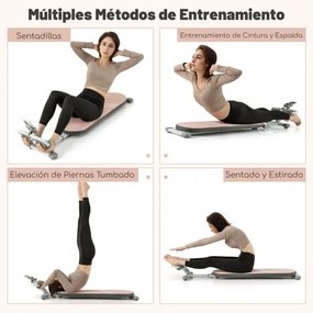 Banco abdominal multifuncional  de exercícios dobrável com 3 ângulos e comprimento ajustáveis para ginástica doméstica Carga 150 kg Rosa
