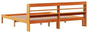 Estrutura cama c/ cabeceira 200x200cm pinho maciço castanho-mel