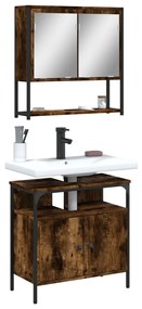 vidaXL 2 pcs conj. móveis casa de banho derivados madeira cor fumado