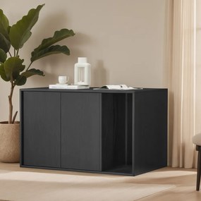 Armário para caixa de areia (NÃO INCLUIDA) com portas push-to-open para gatos grandes 80 x 50 x 50 cm preto