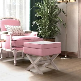 vidaXL Banco de arrumação 45x45x49 cm veludo rosa