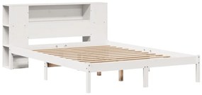 Cama com estante sem colchão 120x190 cm pinho maciço branco