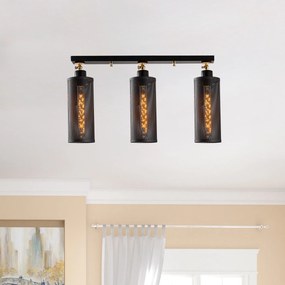 Candeeiro de Teto Amasra – Preto e Dourado – 66 x 10 cm