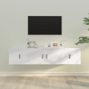 vidaXL Conjunto móveis de TV 3 pcs madeira processada branco