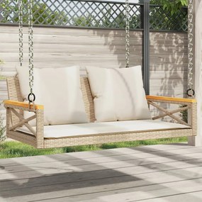 Banco baloiço com almofadões 109x62x40 cm vime PE bege