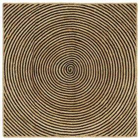 vidaXL Tapete Natural e Preto 160 x 160 cm Juta