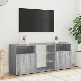 Móvel de TV com luzes LED 120x30x50 cm sonoma cinzento