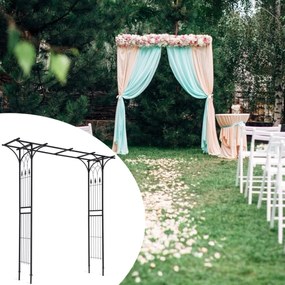 Arco de Jardim de Metal para Várias Plantas Trepadeiras e Vinhas Pérgula de Pátio para Festa 208 x 52 x 208 cm Preto