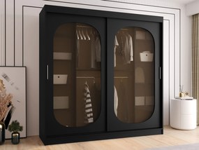 Roupeiro Hartford 521, Preto, 200x200x62cm, 159 kg, Portas para roupeiro: Deslizante, Número de prateleiras: 9, Número de prateleiras: 9