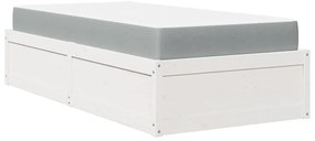 Cama com colchão 90x200 cm madeira de pinho maciça branco