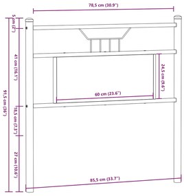 Cabeceira de cama 80cm derivados de madeira/aço carvalho sonoma