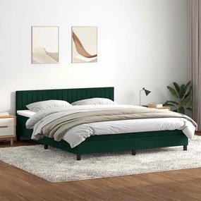 vidaXL Cama box spring c/ colchão e LED 180x210 cm veludo verde-escuro