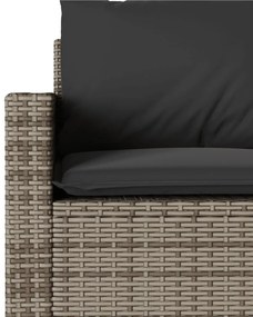 6 pcs conjunto sofás de jardim com almofadões vime cinzento