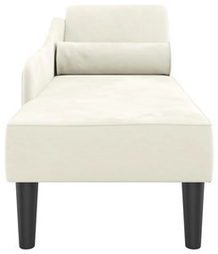 Chaise lounge com almofadões veludo creme