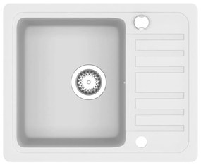 Lava-Louça de Cozinha com Escoador Lateral em Granito Branco - 57,5x46