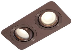 Conjunto de 6 focos embutidos redondos bronze escuro GU10 50mm giratórios e inclináveis IP44 2-luzes - Alberto Moderno