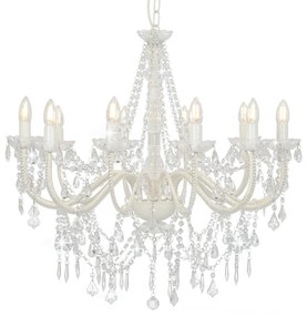 vidaXL Lustre com contas lâmpadas 12 x E14 branco