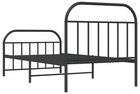 Estrutura de cama com cabeceira e pés 100x200 cm metal preto