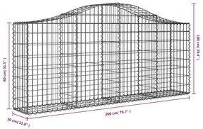 Cestos gabião arqueados 10pcs 200x30x80/100cm ferro galvanizado