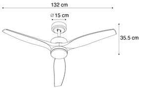 Ventilador de teto preto com impressão de madeira 132cm incl. LED regulável com controle remoto - Joly Moderno