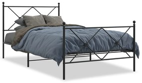 Estrutura de cama com cabeceira e pés 100x200 cm metal preto