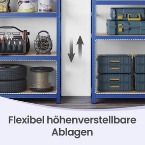 Estante de armazenamento garagem, escritório 200 x 100 x 50 cm azul