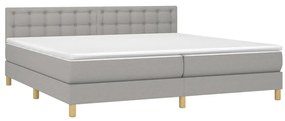 Cama com molas/colchão 200x200 cm tecido cinza-claro
