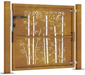 Portão de jardim 105x80 cm aço corten design bambu