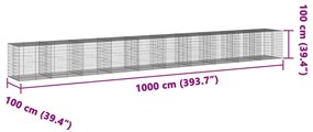 Cesto gabião com cobertura 1000x100x100 cm ferro galvanizado