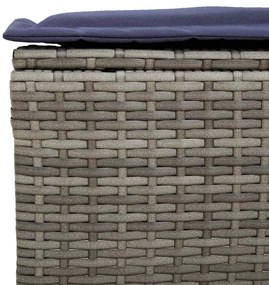 4 pcs conjunto sofás de jardim c/ almofadões vime PE cinzento