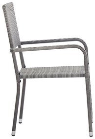Cadeiras de jantar empilháveis para jardim 2 pcs vime PE cinza