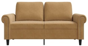 Sofá de 2 lugares veludo 120 cm castanho