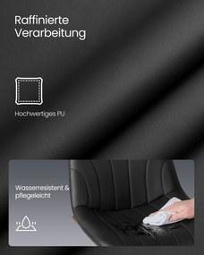 Conjunto 2 bancos bar com encosto e assento giratório 46,5 x 43 x (88-108) cm em couro sintético PU Pretos