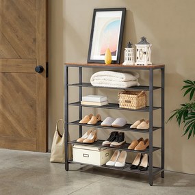 Sapateira com 5 prateleiras de grelha 30 x 100 x 110 cm Castanho-preto