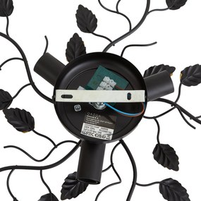 Candeeiro de teto vintage preto com dourado 50 cm 3 luzes - Foglie