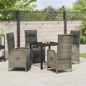Conjunto de Jantar Jardim com 5 Peças e Almofadas em Rattan Sintético
