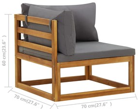 Sofás de canto seccionais c/ almofadões 2 pcs cinzento-escuro