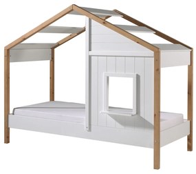 Cama Infantil BABS 91 Desenho Casa + Gaveta Branco/Natural