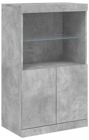 Aparador com luzes LED 181,5x37x100 cm cinzento cimento