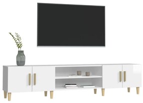Móvel de TV 180x31,5x40cm derivados de madeira branco brilhante