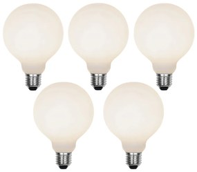 Conjunto de 5 E27 Lâmpada LED regulável de 3 níveis G95 vidro fosco 5W 550 lm 3000K