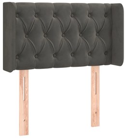 Cabeceira cama c/ luzes LED veludo 83x16x78/88cm cinza-escuro