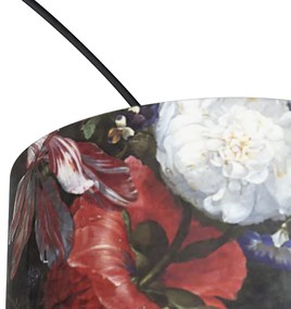 Abajur de veludo preto de abajur de arco design floral 50 cm - XXL Moderno