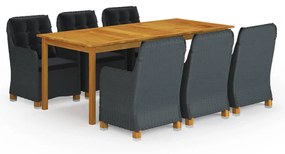 vidaXL 7 pcs conjunto de jantar para jardim cinzento-escuro
