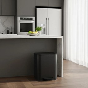 Caixote do lixo de 20 l com caixote interior 6,6 x 30 x 42,5 cm Preto